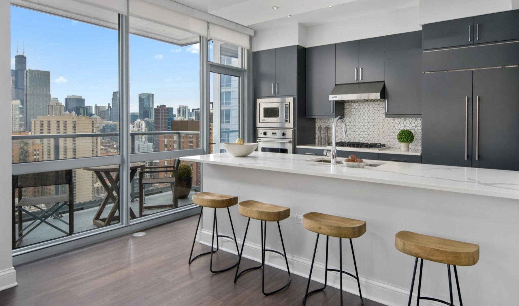 private balcony right outside kitchen area